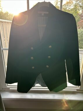 Veronica Beard Black Double-Breasted Blazer with Gold Buttons